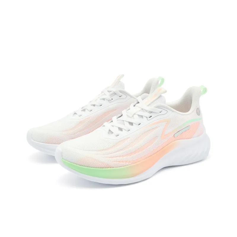 QIAODAN Cushioned Slip Resistant Abrasion Resistant Low Top Casual Running Shoes Women's White Orange-2