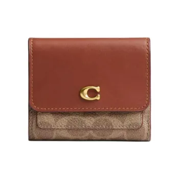 COACH Coated Canvas Wallet Small Size Women's Tan Caramel
