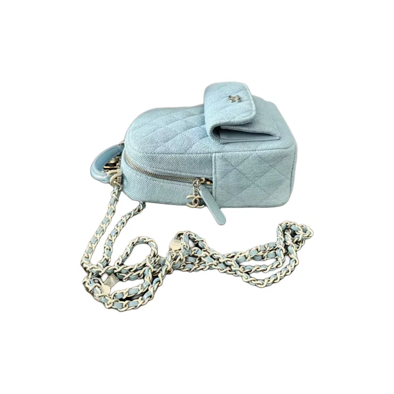 CHANEL Denim Backpack Regular Women's Blue-4