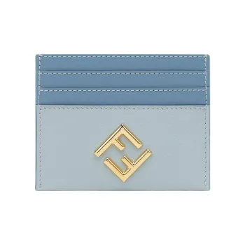 FENDI FF Diamonds Series Grained Calfskin Card Holder Women's Light Blue