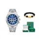 Silver Strap Blue Dial