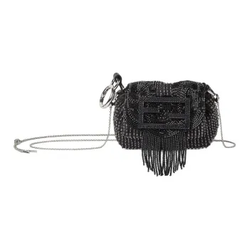 FENDI Baguette Embroidery Fabric Shoulder Bag, Crossbody Bag Extra Mini Women's Brown