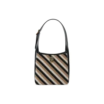 Kurt Geiger London Bond Leather Hobo Bag Handbag Shoulder Bag Small Size Women's Black & Beige