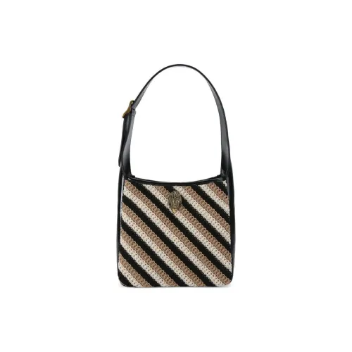 Kurt Geiger London Bond Leather Hobo Bag Handbag Shoulder Bag Small Size Women's Black & Beige