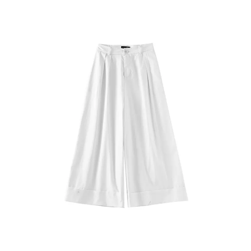 OUNIXUE Summer Versatile Casual Petite Ankle Length Pants Loose Fit Women's White-1