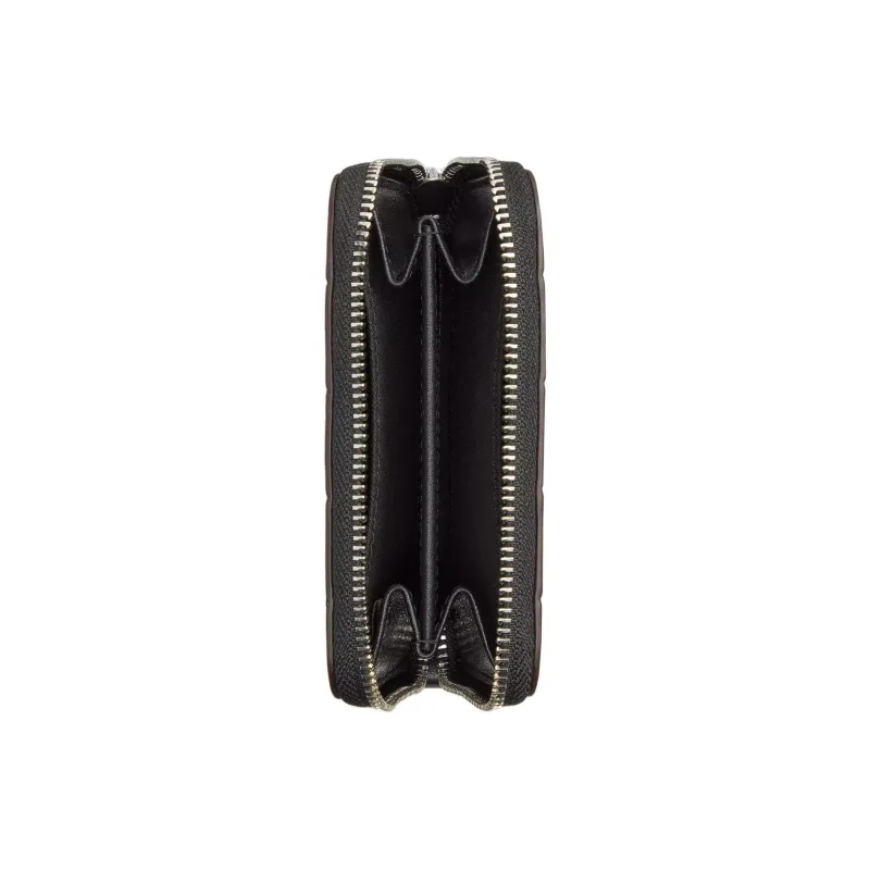 COACH Zip Around Leather Wallet Mini Women's Black-2