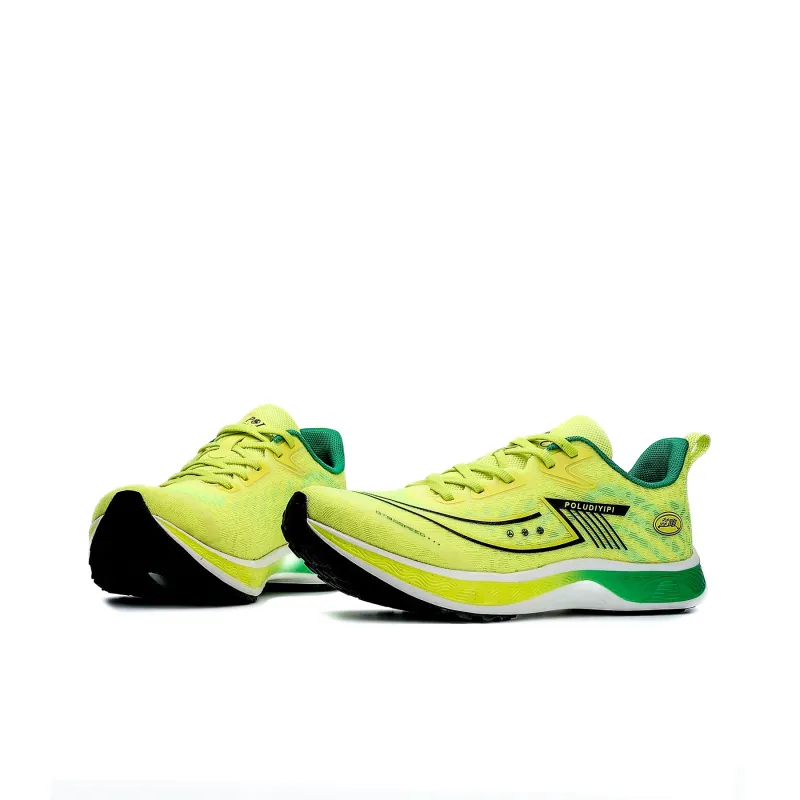 POLUDIYIPI Breathable Lightweight Rebound Low-Top Sprint Running Shoes Unisex Yellow Green Black-2