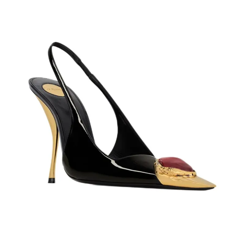 SAINT LAURENT LOULOU Slim Heel High Heels 11cm Women's Black-2