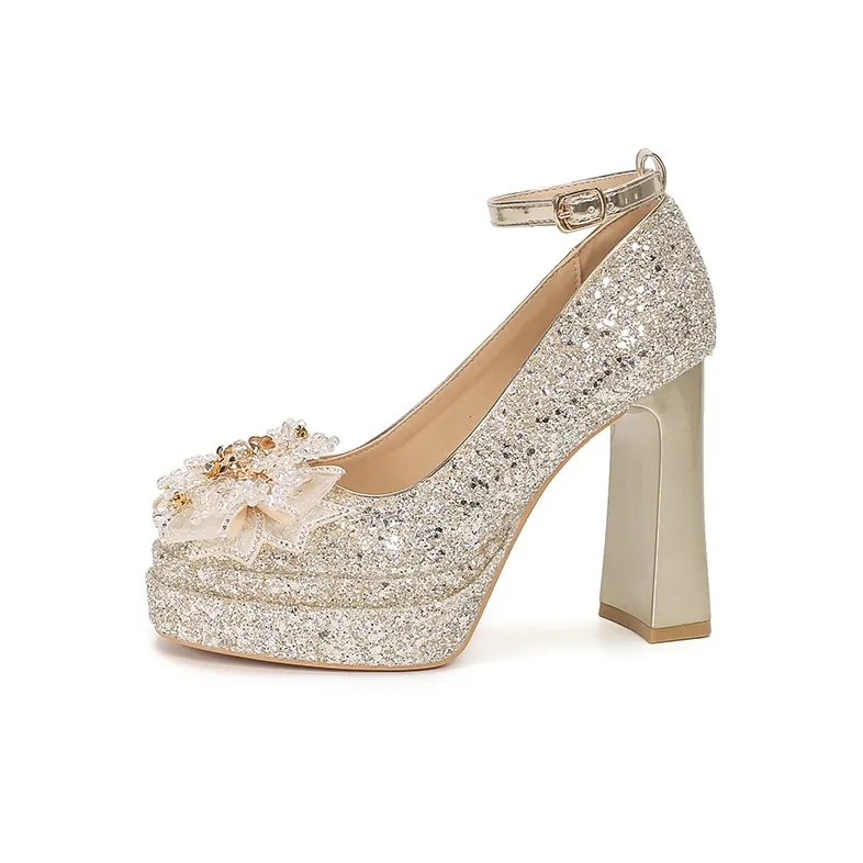Bamiti Chunky Heel High Heels 11cm Women's-0