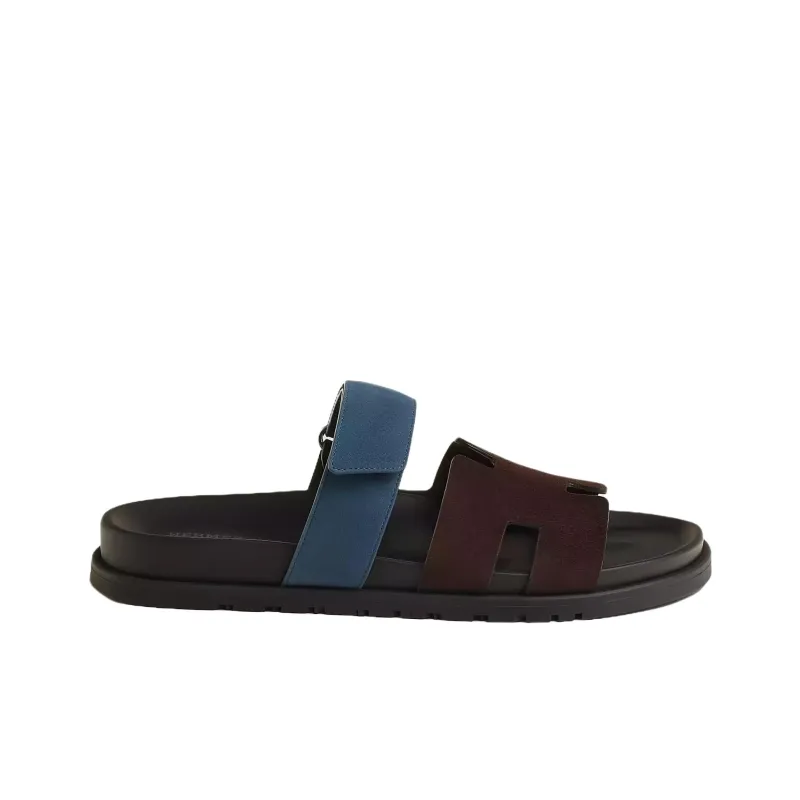 HERMES Chypre Slide Slippers Men's Burgundy-1