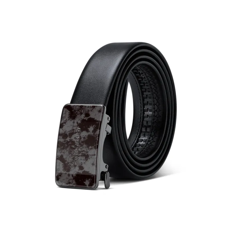 WilliamPOLO Split Cow Leather Belts Men's Blue/Black 3.5cm Width-0
