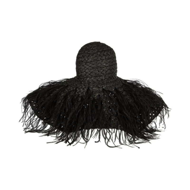 Valentino Paper Feather Hats & Caps Women's Black-1