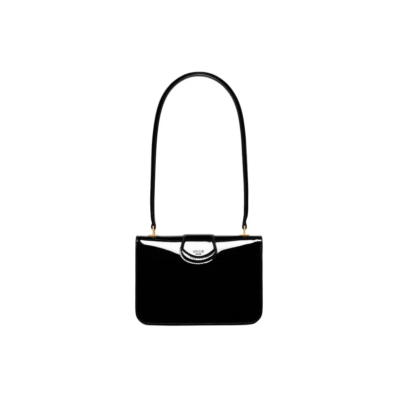CELINE Patent Leather Calfskin Shoulder Bag Women's Black-2