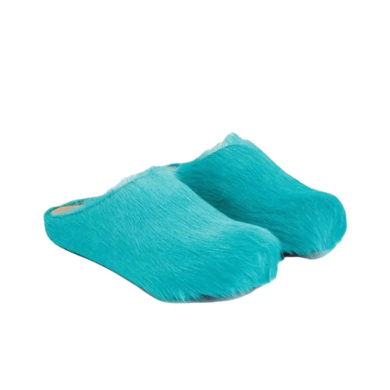 MARNI Rubber Sole Abrasion Resistant Closed Toe Slippers Women's Blue Green-2