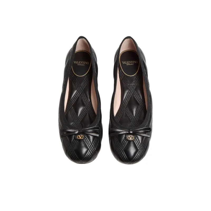 Valentino Bow Casual Single Shoes Women's Black-4