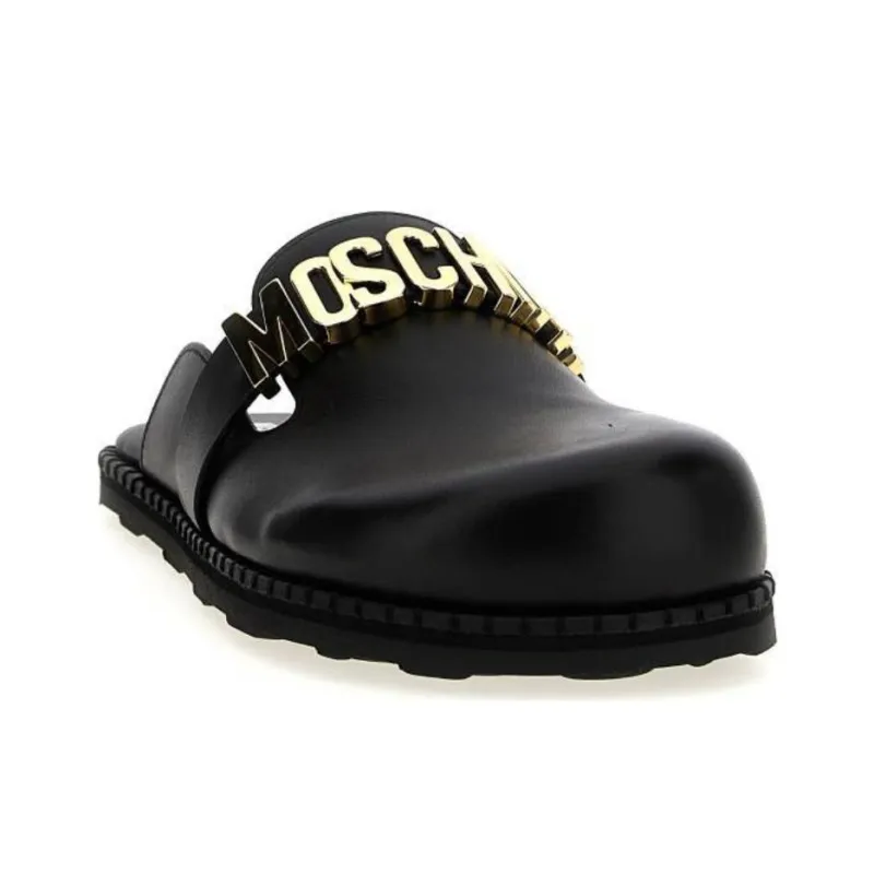 MOSCHINO Logo Lettering Almond Toe Mules Women's-2