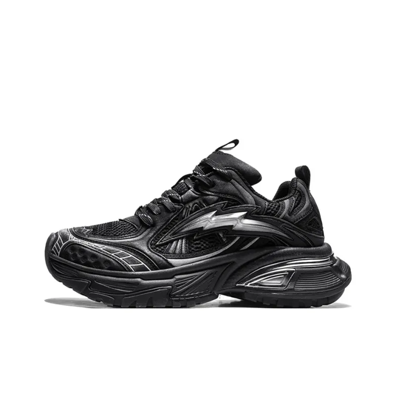 NFL Los Angeles Lightning Team Height Increasing Breathable Coverage Low Top Chunky Sneakers Unisex Black Silver-0