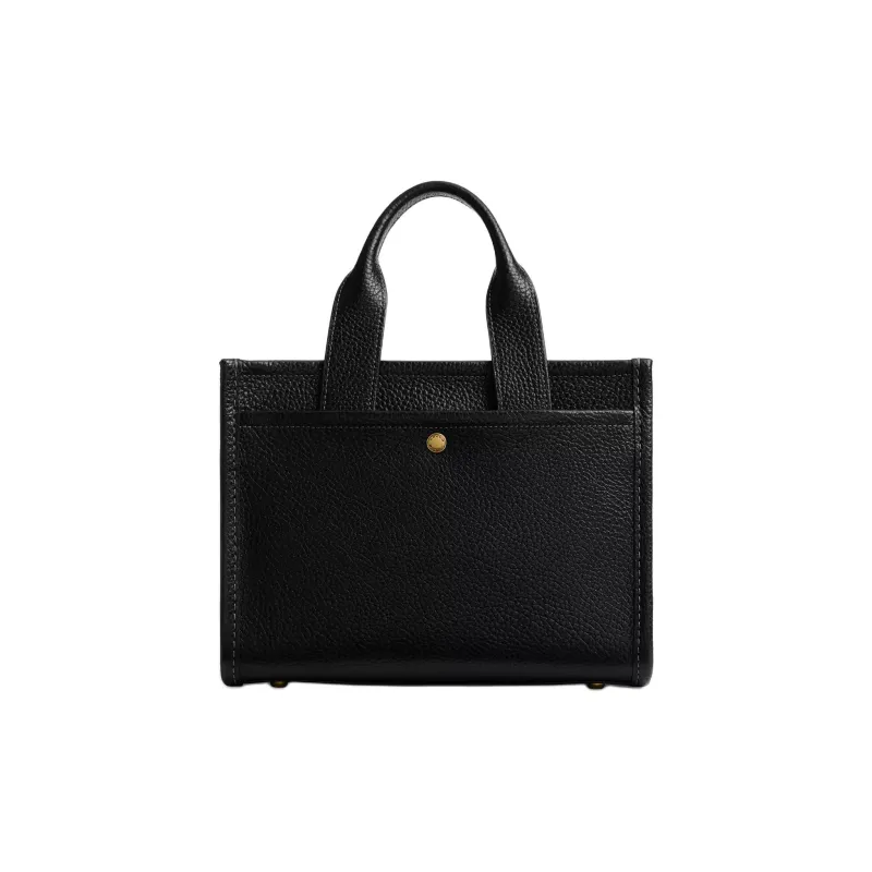 COACH Cargo Litchi Grain Leather Tote Bag, Shopping Bag, Shoulder Bag, Handbag Tubas Women's Brass & Black-2