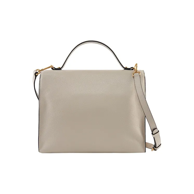 COCCINELLE Leather Doctor Bag Shoulder Bag Handbag Large Size Unisex Shell Gray-2