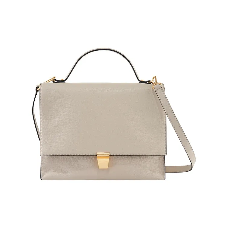 COCCINELLE Leather Doctor Bag Shoulder Bag Handbag Large Size Unisex Shell Gray-0