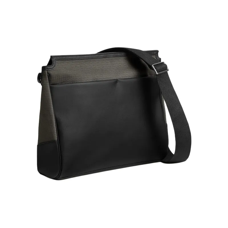 HERMES Allback Bivouac Canvas And Swift Calfskin Canvas Bag Messenger Bag Shoulder Bag Crossbody Bag Men's Black-1