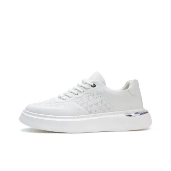 Rummaden Anti Slip Wear Resistant Lightweight Breathable Low Top Skateboard Shoes Men's White