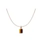Tiger's Eye Stone Block Pendant with O Letter Chain
