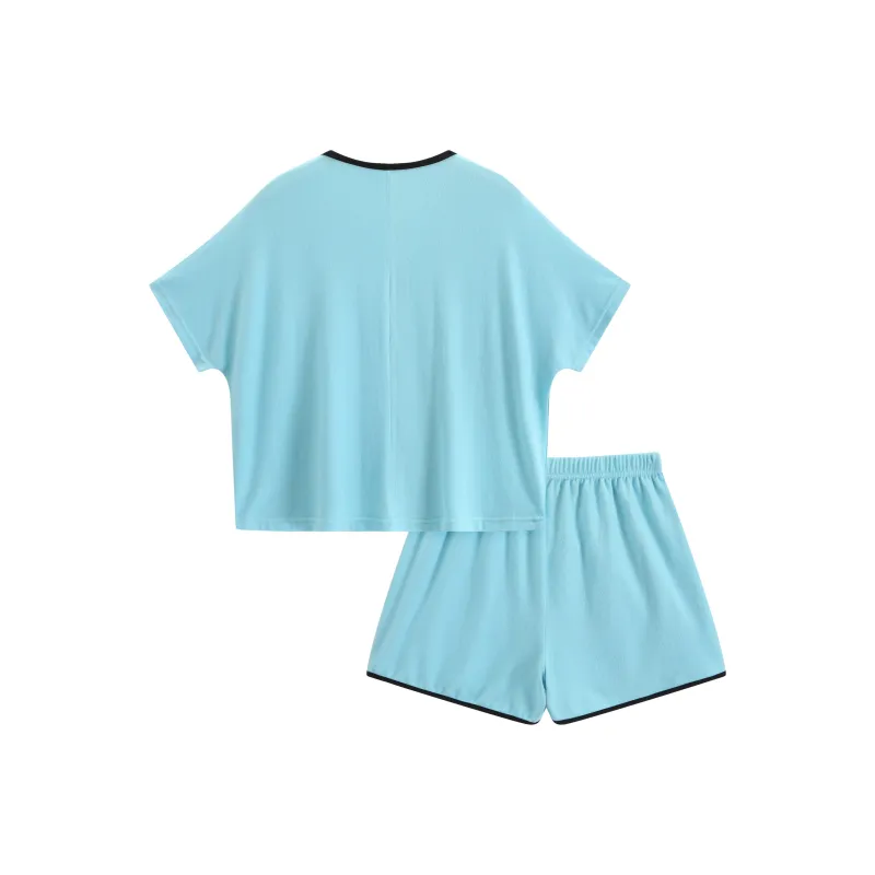 WANANNI Pajama Set Women's Fluorescent Blue-1