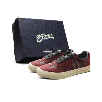 OUGLEMEN Slip Resistant Cushioning Impact Resistance Wear Resistant Low Top Skateboard Shoes Men's Box
