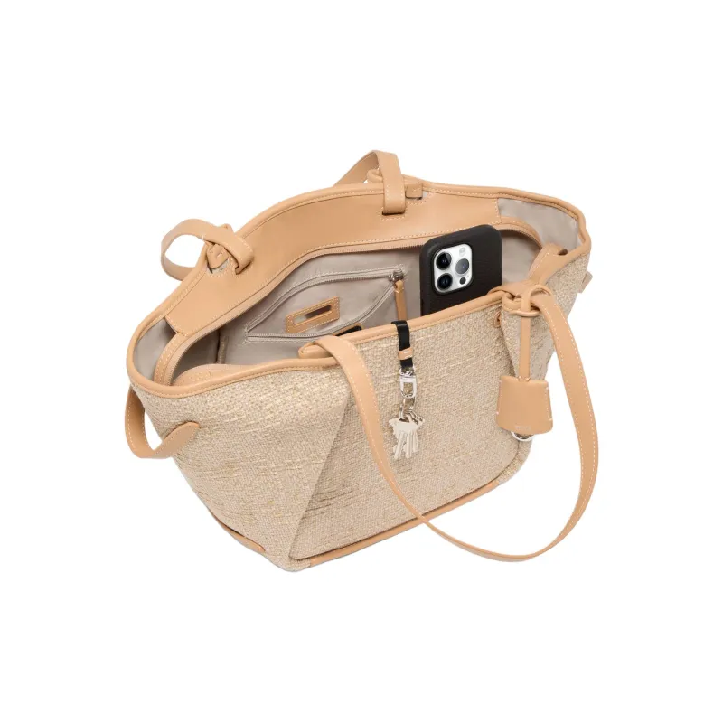 TUMI Fabric Tote Bag Shopping Bag Shoulder Bags Medium Size Women's Natural Sand Color-2