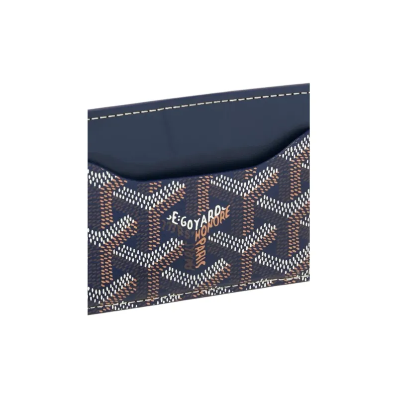 GOYARD Canvas With Calfskin Card Holder Unisex Dark Blue-4