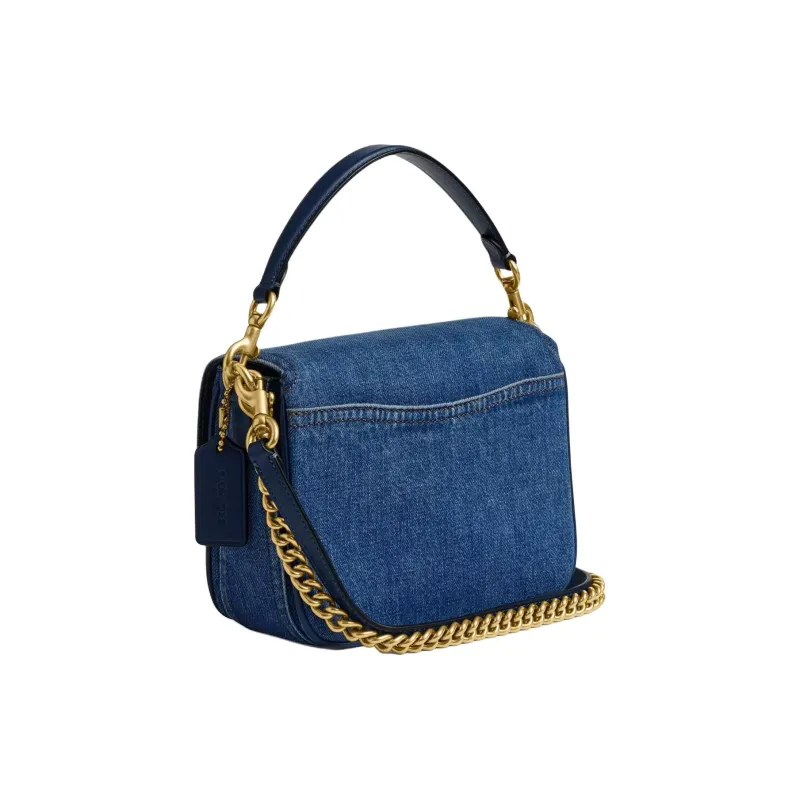 COACH Cassie Denim With Calfskin Shoulder Bag Crossbody Bag Handbag Small Size Women's Dark Blue-1