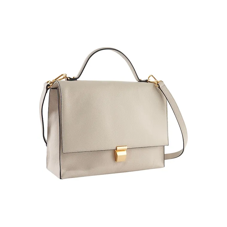 COCCINELLE Leather Doctor Bag Shoulder Bag Handbag Large Size Unisex Shell Gray-1