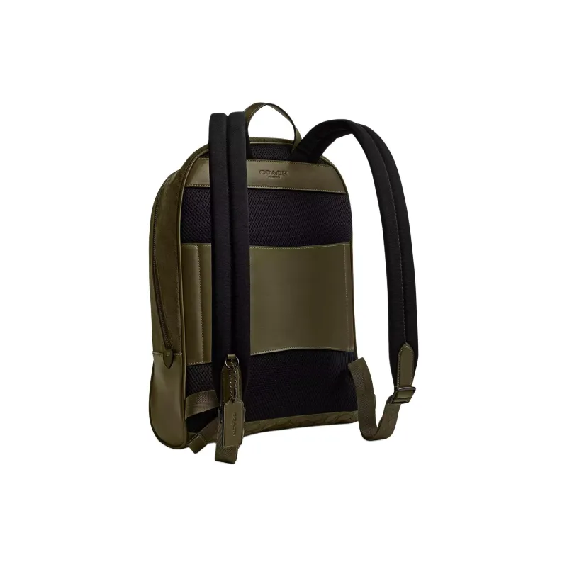 COACH Leather Backpack Tubas Men's Olive-1