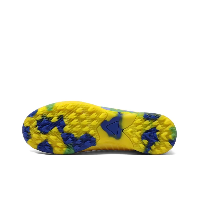 Kuding Soccer Shoes Unisex High Top White/Yellow/Blue-29