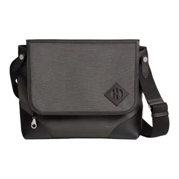 HERMES Allback Bivouac Canvas And Swift Calfskin Canvas Bag Messenger Bag Shoulder Bag Crossbody Bag Men's Black