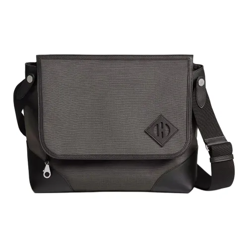 HERMES Allback Bivouac Canvas And Swift Calfskin Canvas Bag Messenger Bag Shoulder Bag Crossbody Bag Men's Black