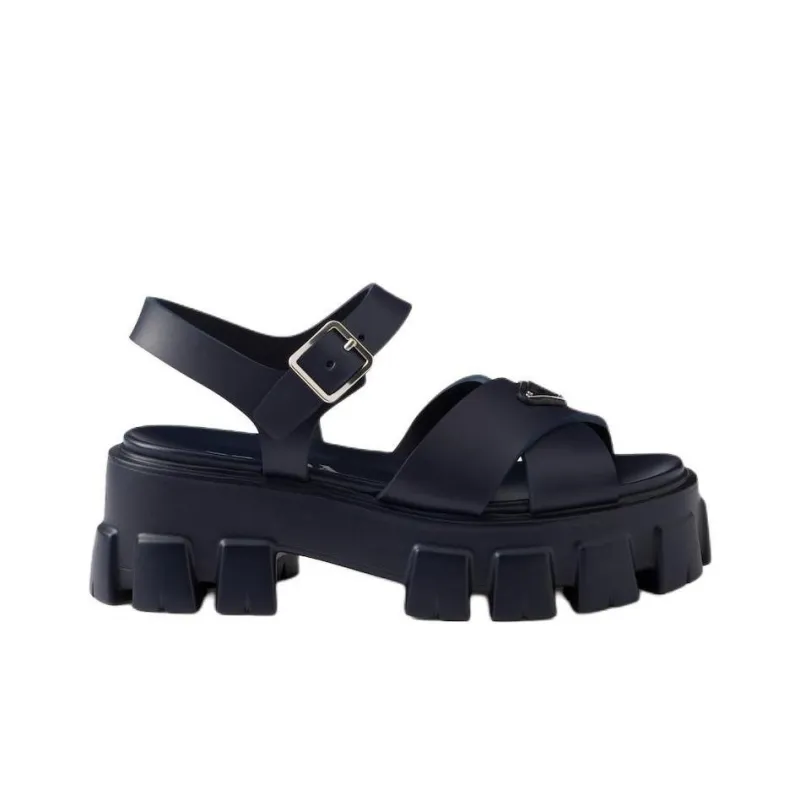 PRADA Monolith One Strap Sandals 5.5cm Women's Marine Blue-1