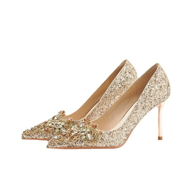 KATHRYN WILSON Slim Heel High Heels Women's Gold-1