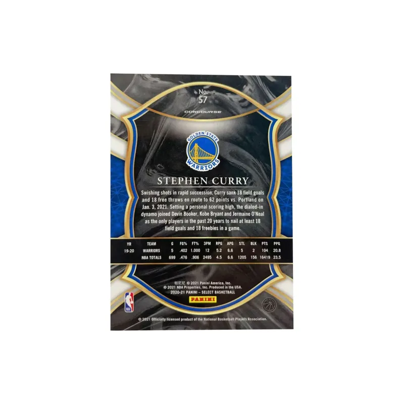 PANINI 2020 21 Golden State Warriors Stephen Curry SELECT Level 1 Special Card Curry Classic Section Sports Cards 1 Pc-1