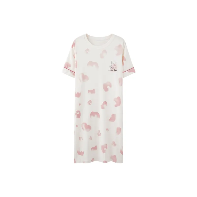 MIIOW Summer Nightgown Women's White-0