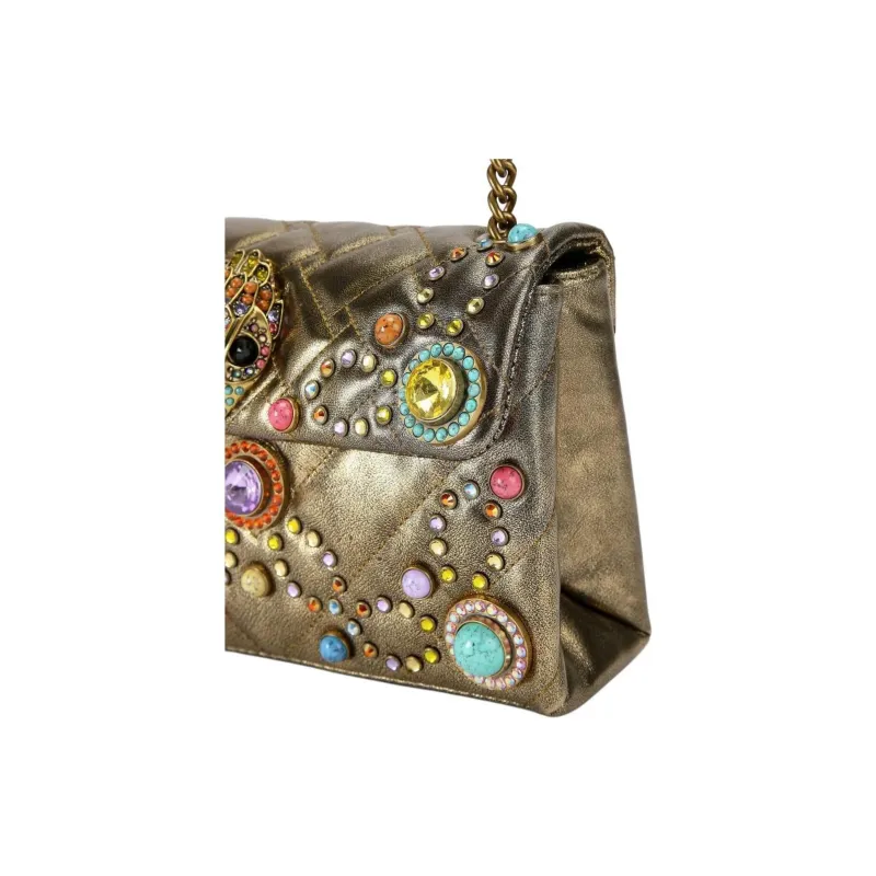 Kurt Geiger London Kensington Leather Shoulder Bag Medium Size Women's Gold-3
