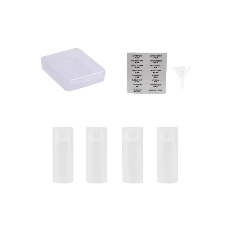 JIAOXUEFEI 15ML Soft Tube Flap Dispenser Combo 4 Pack Travel Portable Refillable Cosmetics Bottle-0