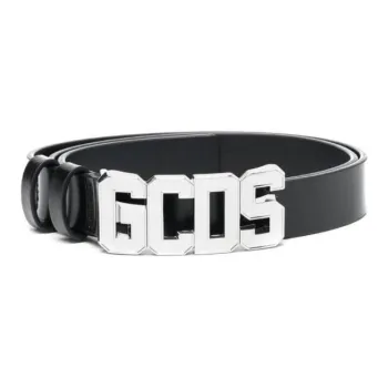 GCDS Calfskin Leather Belts Women's Black 