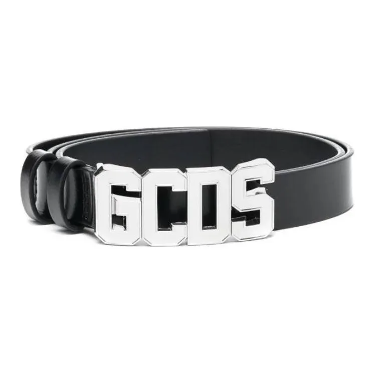 GCDS Calfskin Leather Belts Women's Black -0