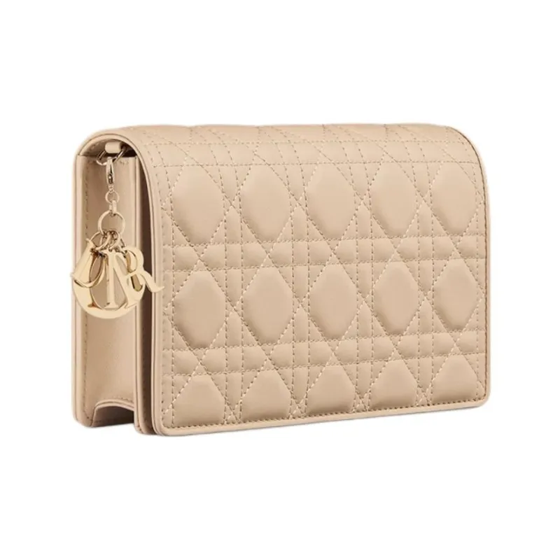 DIOR Lady Dior Lambskin Clutches Shoulder Bags Women's Light Beige-2