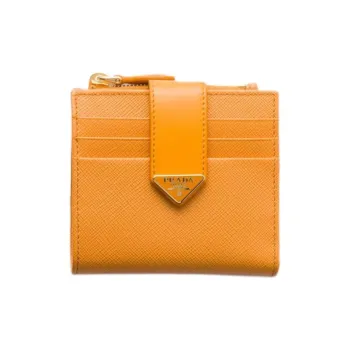 PRADA Saffiano Calfskin Wallet Small Size Women's Amber