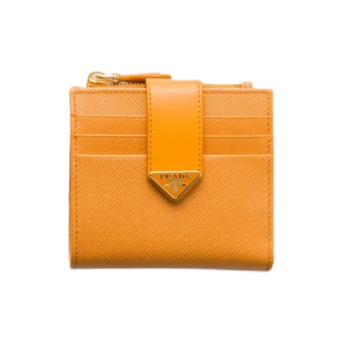 PRADA Saffiano Calfskin Wallet Small Size Women's Amber