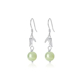 CHINA GOLD Earrings White Jade/Pale Greenish White Jade Women's
