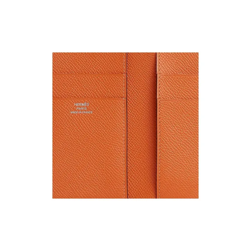 HERMES Bearn Epsom Calfskin Wallet Women's Orange-2
